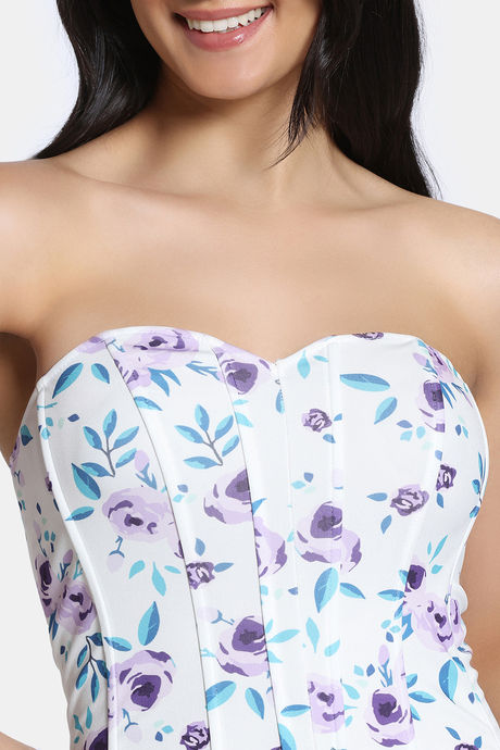 Zivame Non-Padded Short Slip Corset - Purple Print — image 5